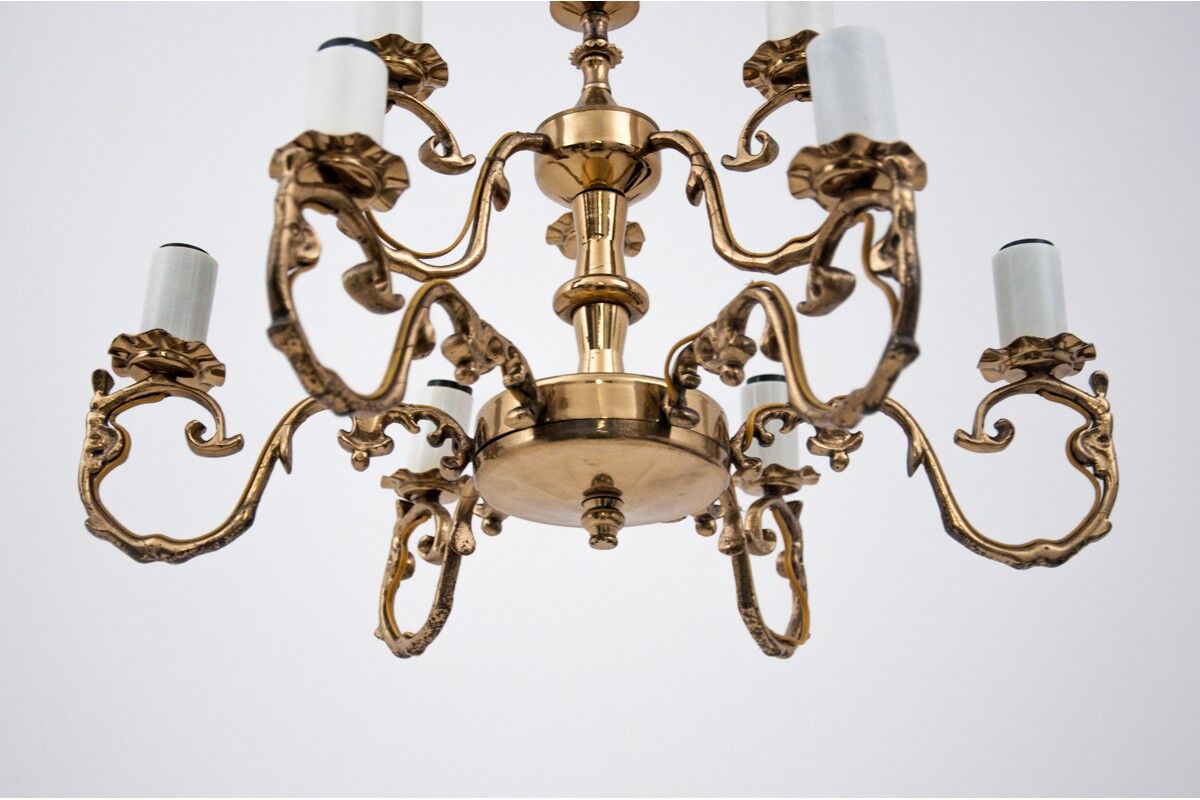 Brass chandelier, Poland, 1950s