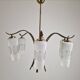 Italian Mid-Century Brass Chandelier with Murano Style Glass Shades, 1960's