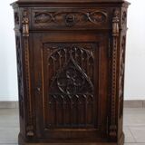19th century carved walnut gothic storage unit