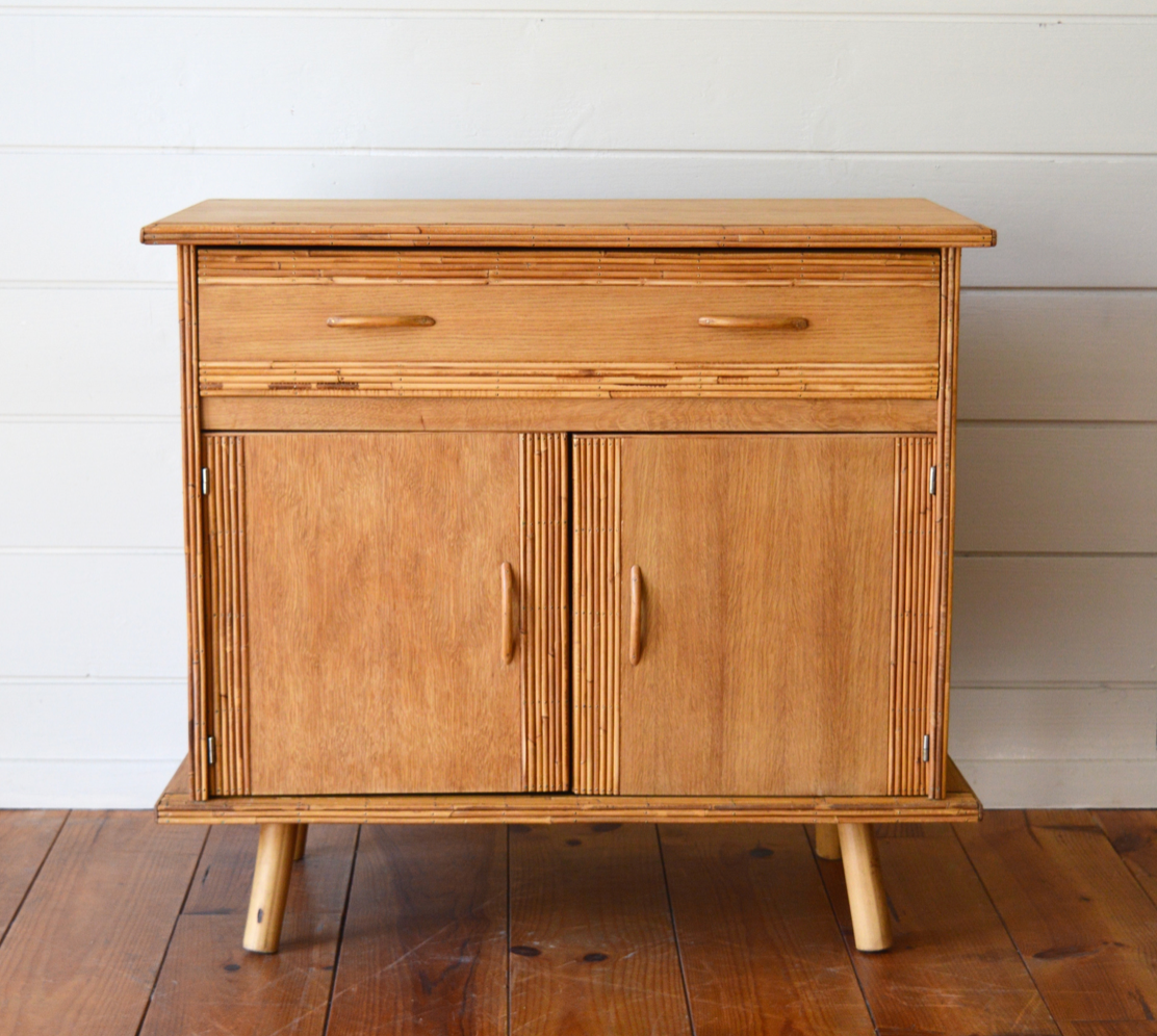 Rattan and wood sideboard from the 50s
