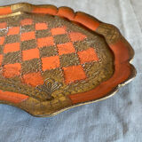 Venetian tray in orange and gold wood