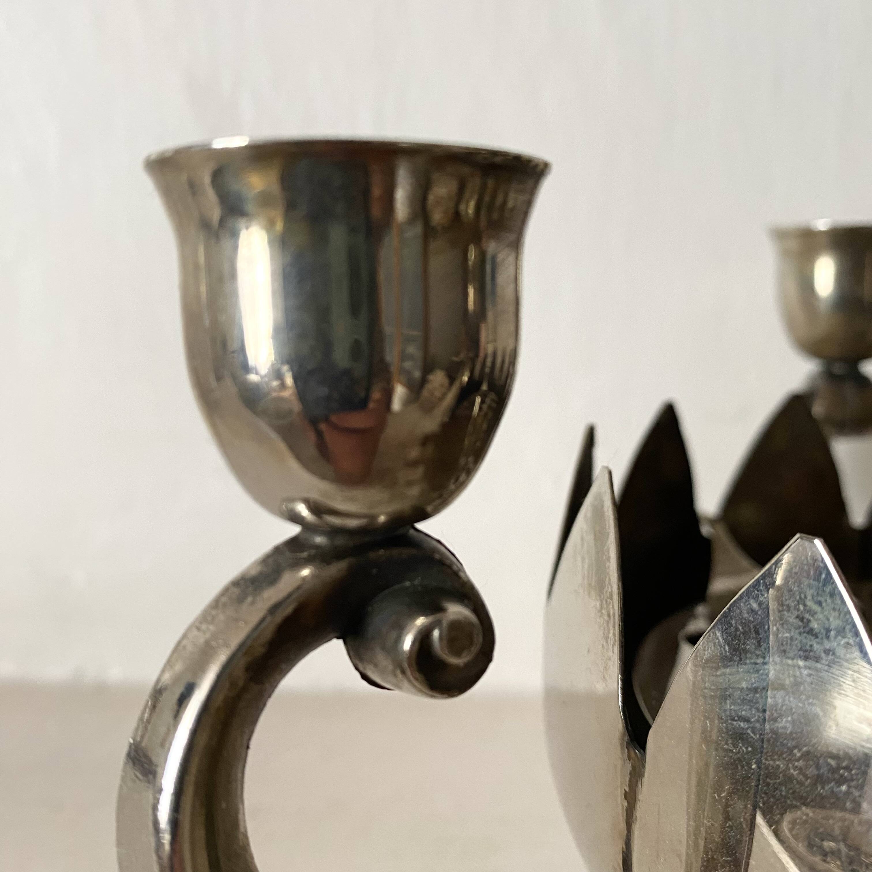 3-light candle holder and flower pick, 80s