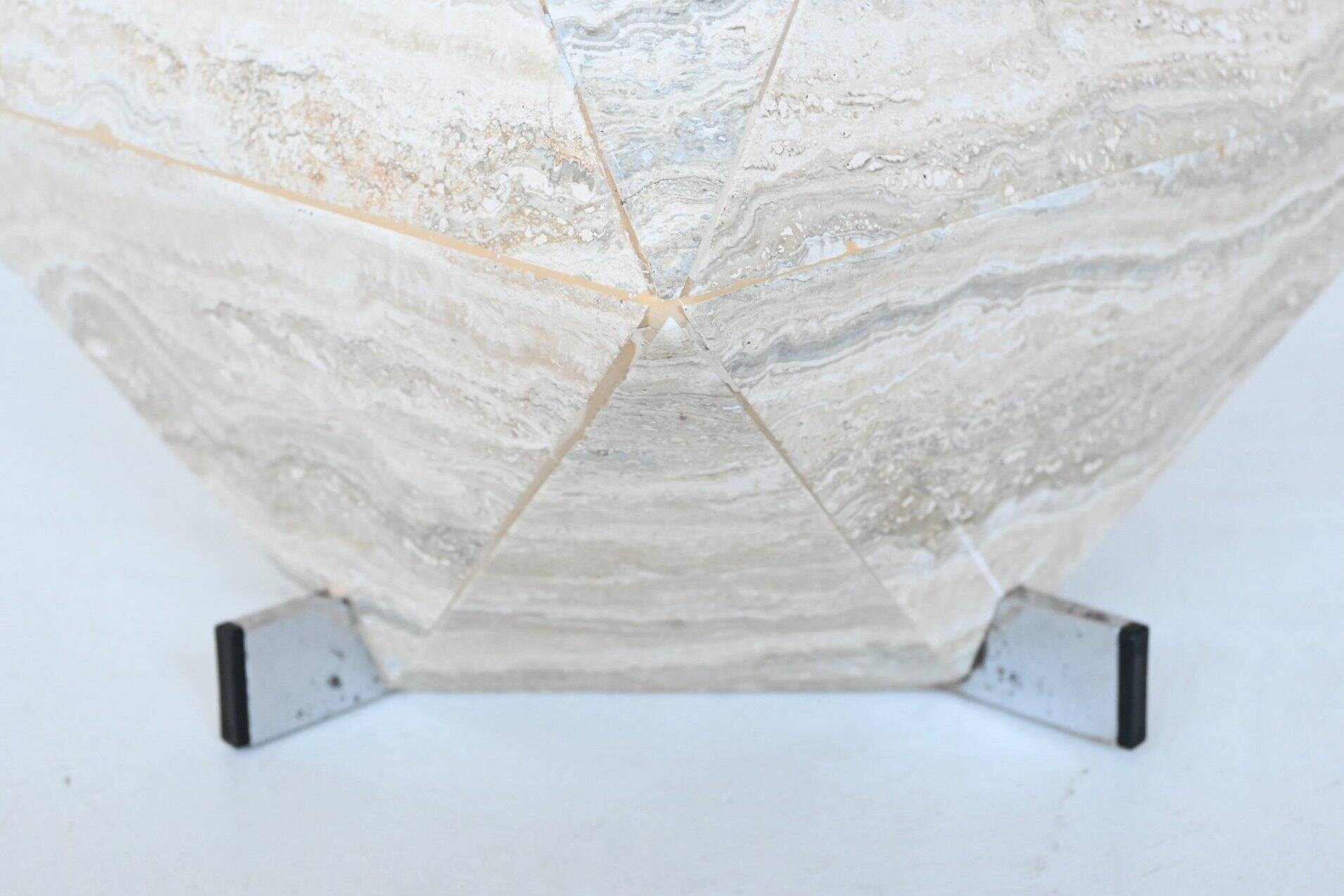 Diamond shaped coffee table in white travertine Italy 1960