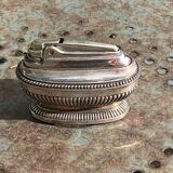 Refillable table lighter in silver metal, ronson stamp, shuttle-shaped, vintage 1960