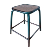 Tabouret d'école en métal et bois style industriel