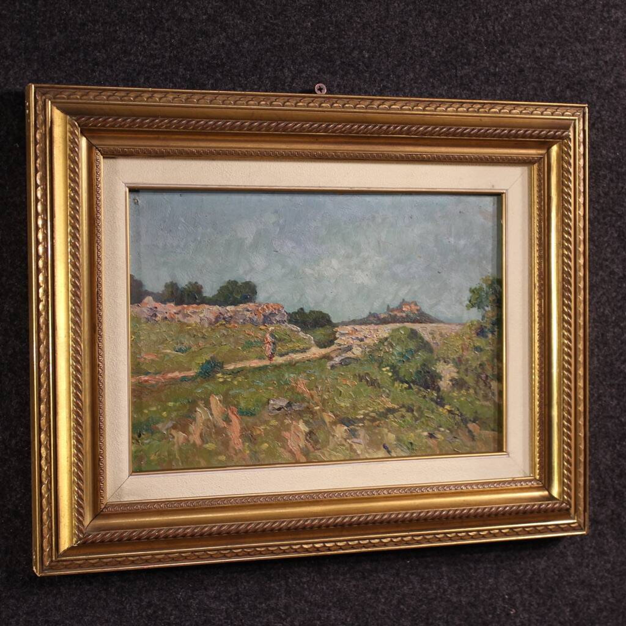 Peinture de paysage italienne signée du 20e siècle
