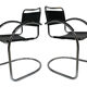 Set of 4 bauhaus cantilever chairs black leather and chrome design