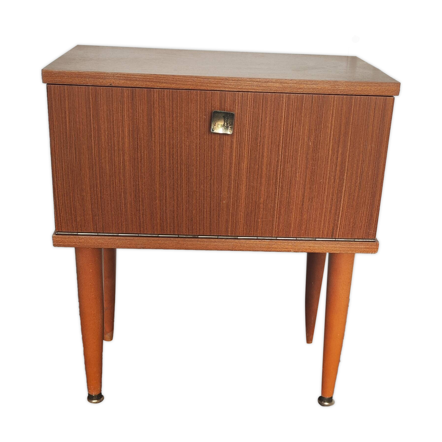 Vintage bedside table from the 70s scandinavian with a flap