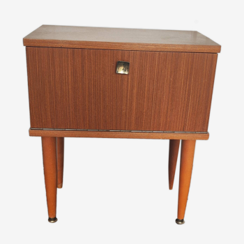 Vintage bedside table from the 70s scandinavian with a flap