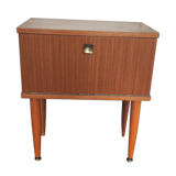 Vintage bedside table from the 70s scandinavian with a flap