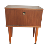 Vintage bedside table from the 70s scandinavian with a flap