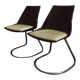 Pair of 70s chairs, smoked plexiglass and chrome legs