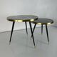 Round table Twist, high-gloss laminate and brass details, handmade, size S.