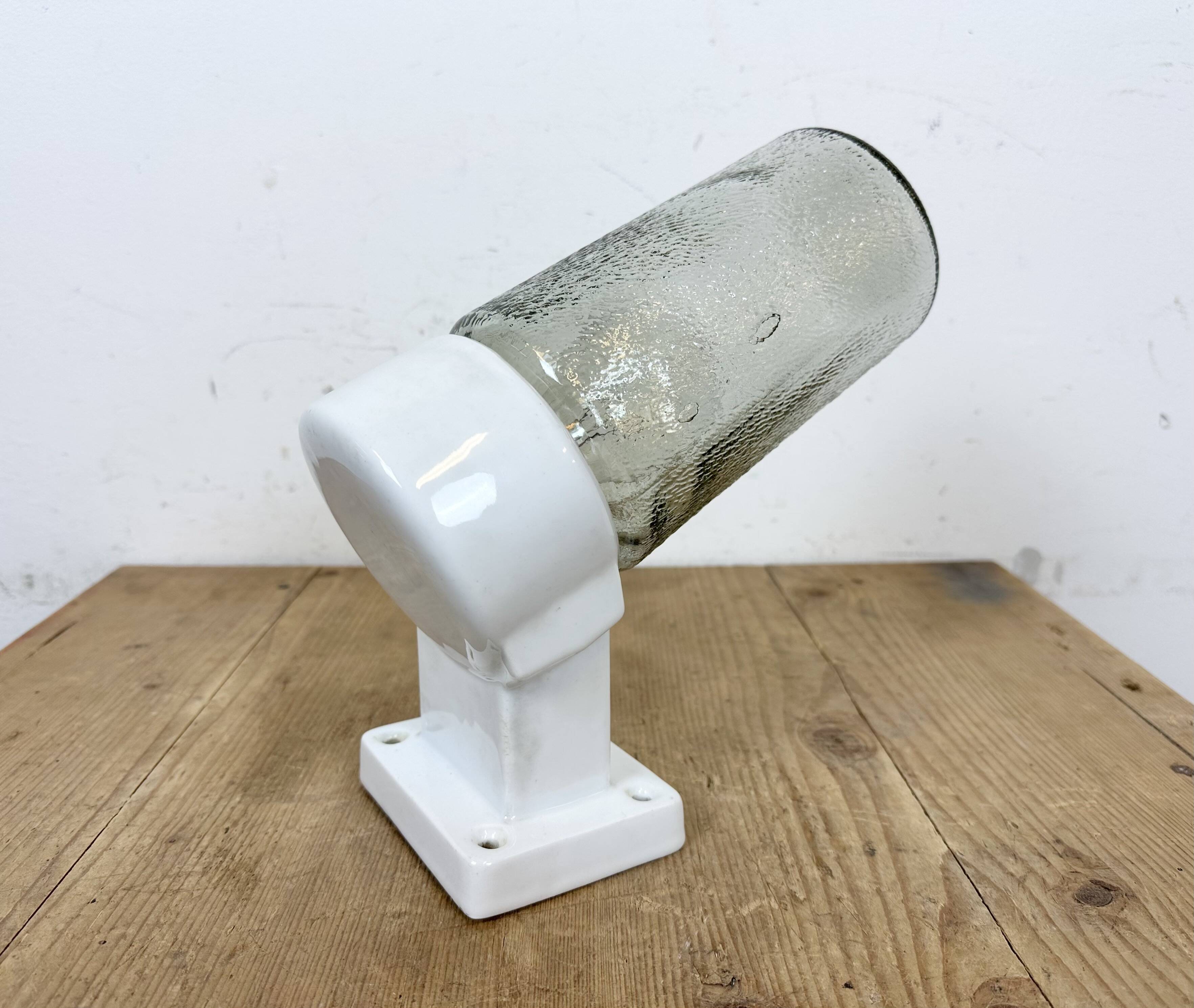 Vintage white porcelain wall light, 1960s