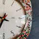 Vintage rectangular silent wall pendulum clock "FFR red flowers"