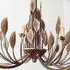 Leaves in gilded brass chandelier 1970