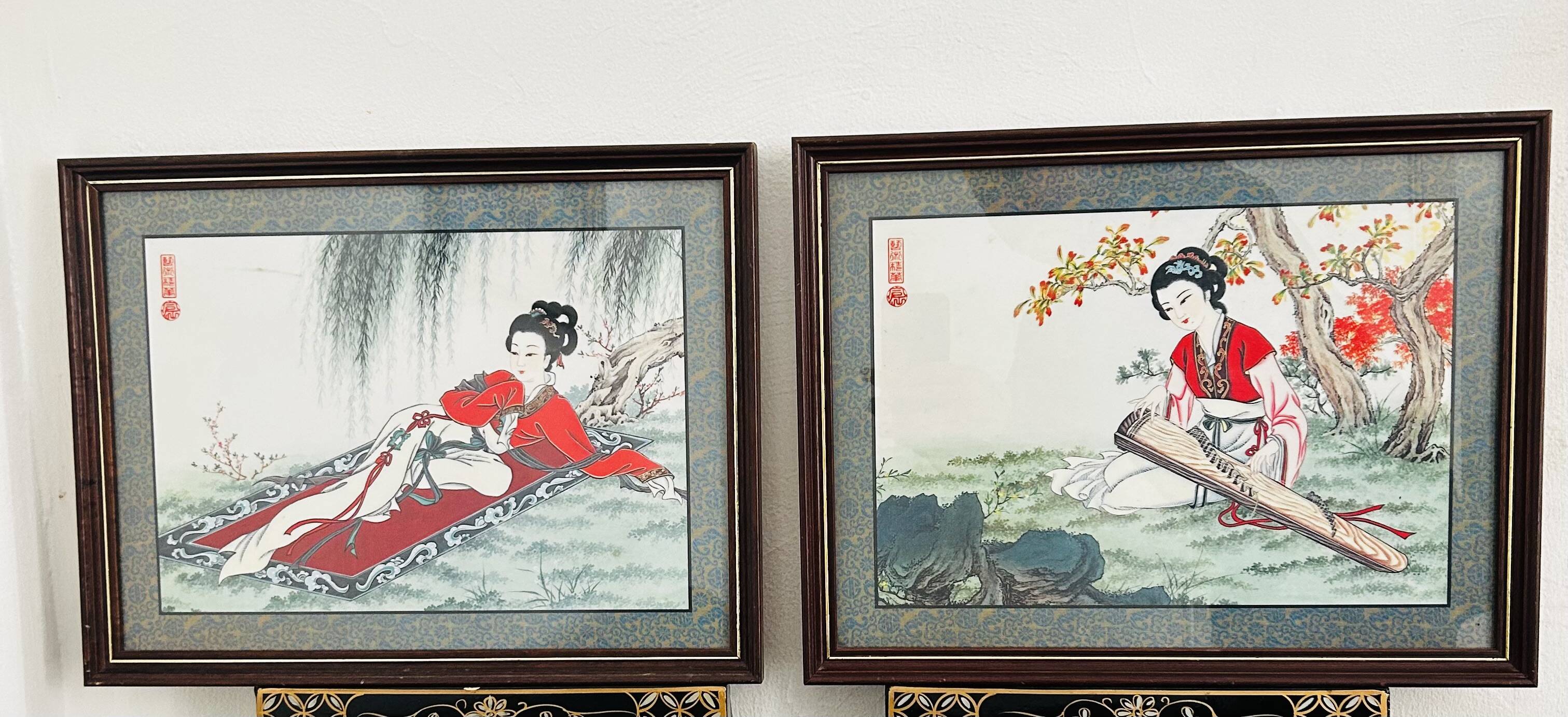 Pairs of Chinese Geisha Wall Panels