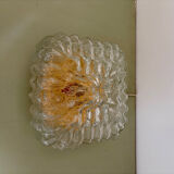 Vintage globe wall or ceiling light in transparent molded glass