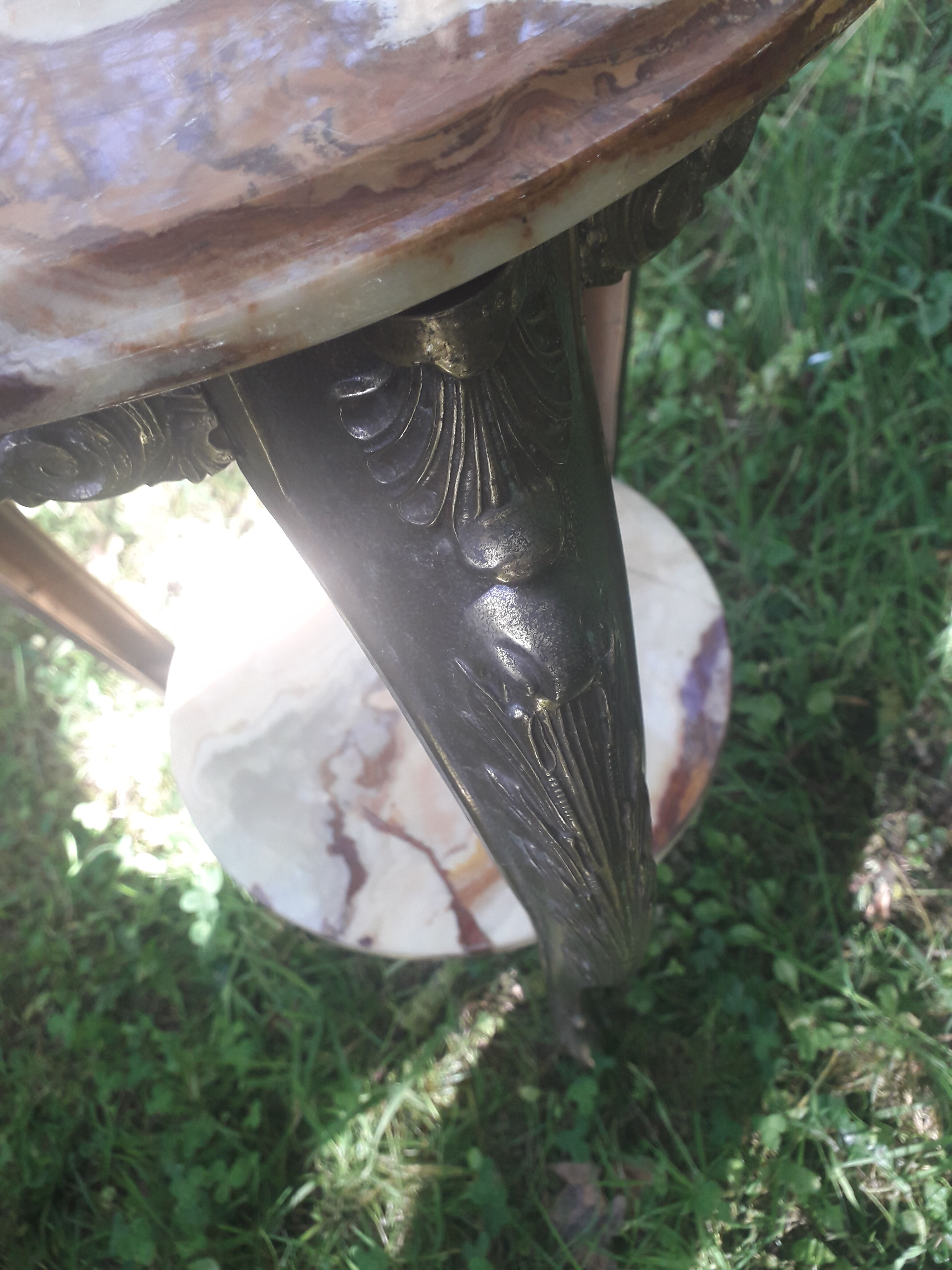 Brass and onyx side table