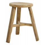 Round stool in raw elm