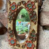 Ceramic mirror from the Roue Workshop in Vallauris, 1950
