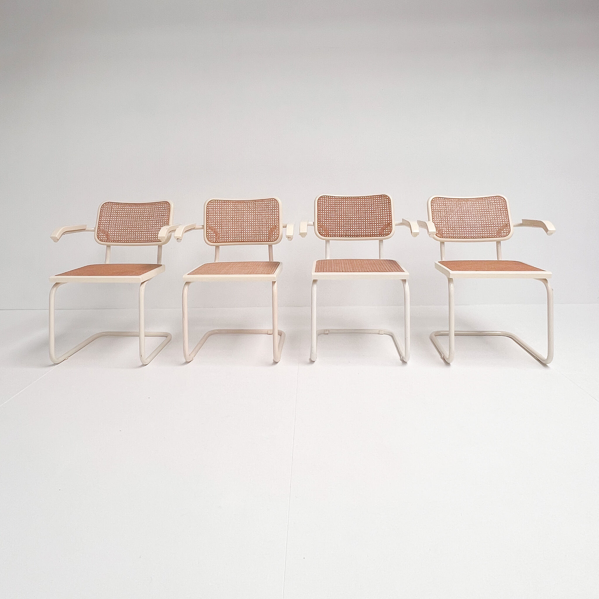Set of 4 webbing Italian design chairs, 1980s