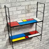 Piet Mondrian style string shelf black uprights 48x58x16