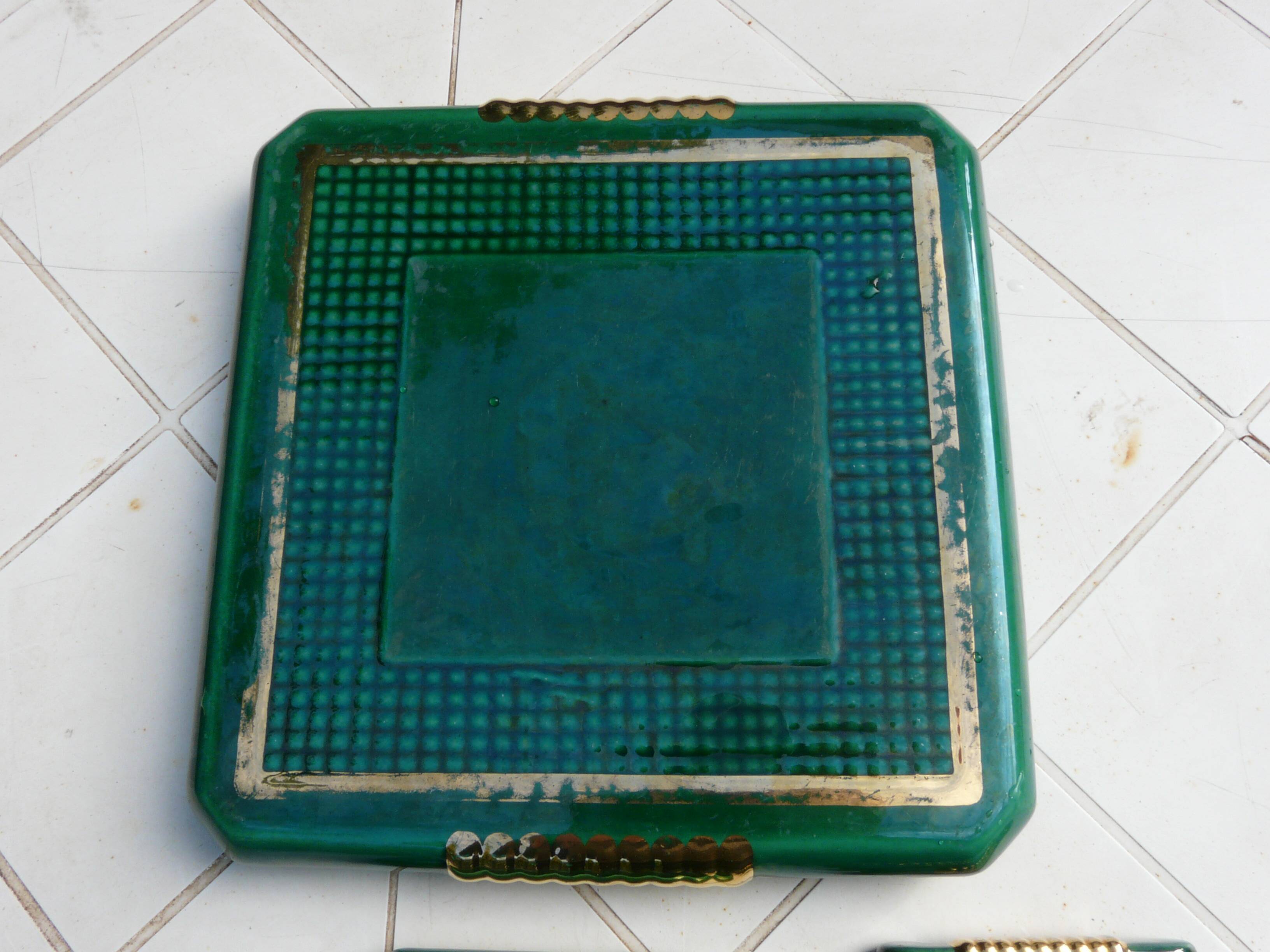 Art Deco dish rest, coasters and knife holder set