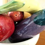 Coupe de fruits et légumes céramique trompe l'oeil mid-century