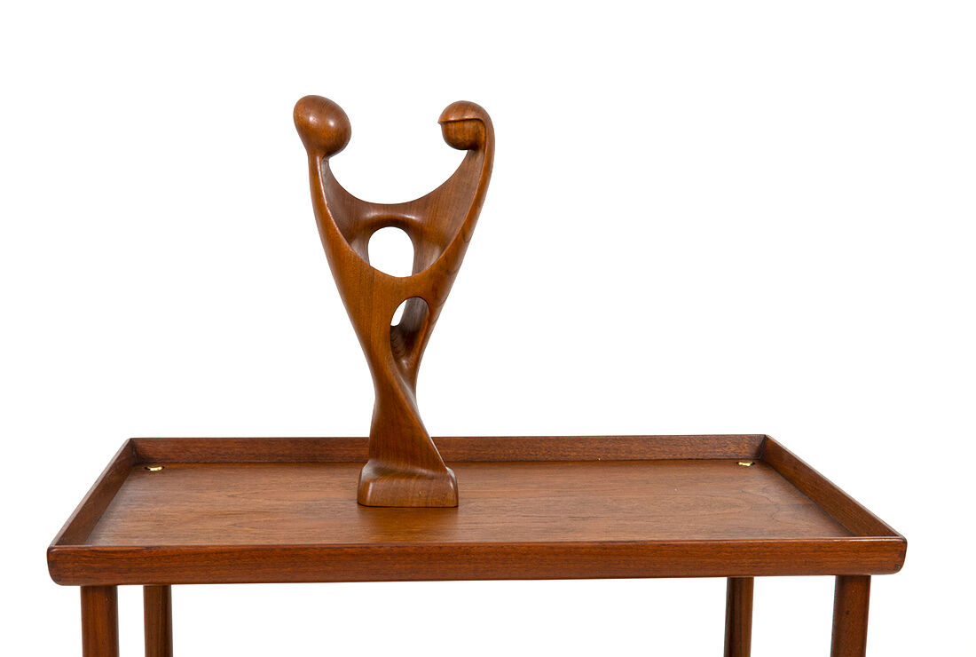 Teak Sculpture of Dancing Lovers by Simon Randers, Denmark, 1970s