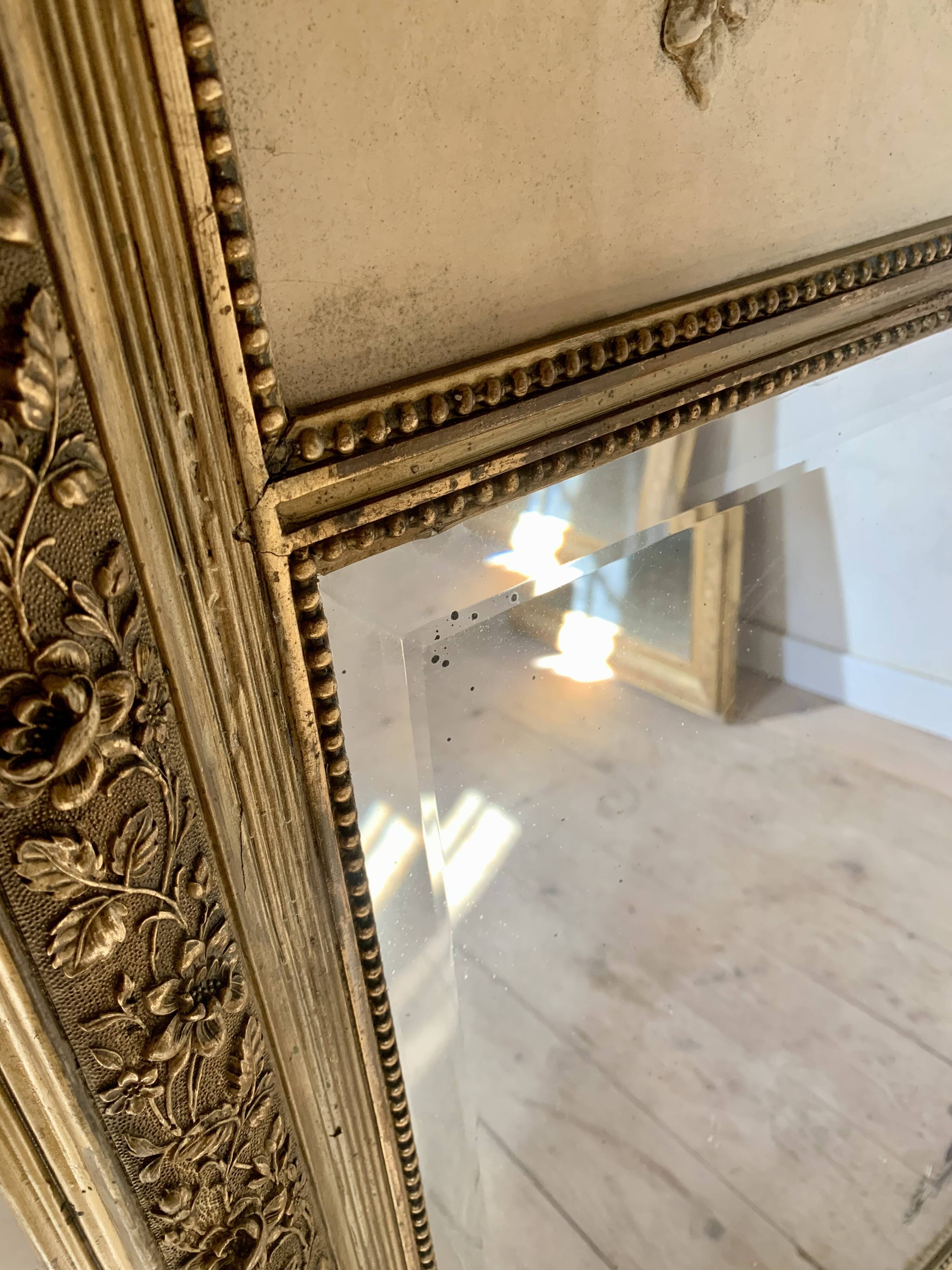 Gilded trumeau fireplace mirror
