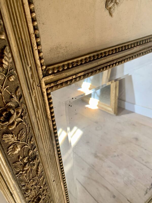Miroir cheminée doré trumeau