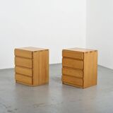 Paire de commodes en pin massif par Maison Regain, années 70
