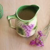 Barbotine pitcher from the 20s/30s with vine and grape decoration, Saint-Clément earthenware factory