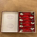 Box of 8 antique silver and stone spoons