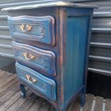 Chest of drawers erusted blue ceruse Louis XV style