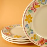 Set of 4 plates the round of flowers