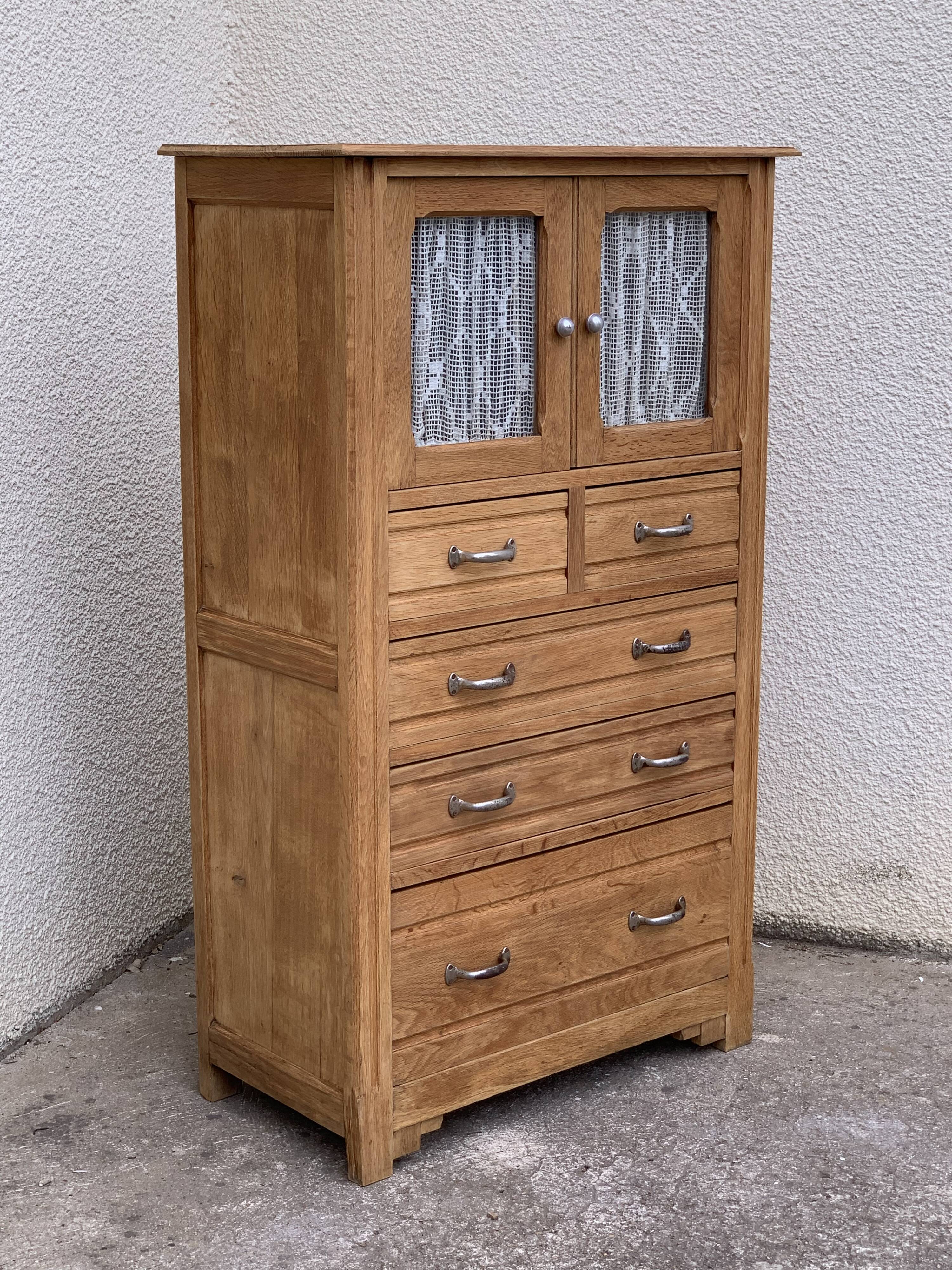Buffet parisien vitré 1920 bois brut massif