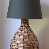 Vintage rattan demijohn lamp