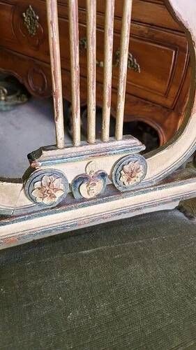 Pair of Louis XVI style chairs from the 18th century with lyre back.