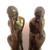 Paire de serre-livre "penseur" laiton