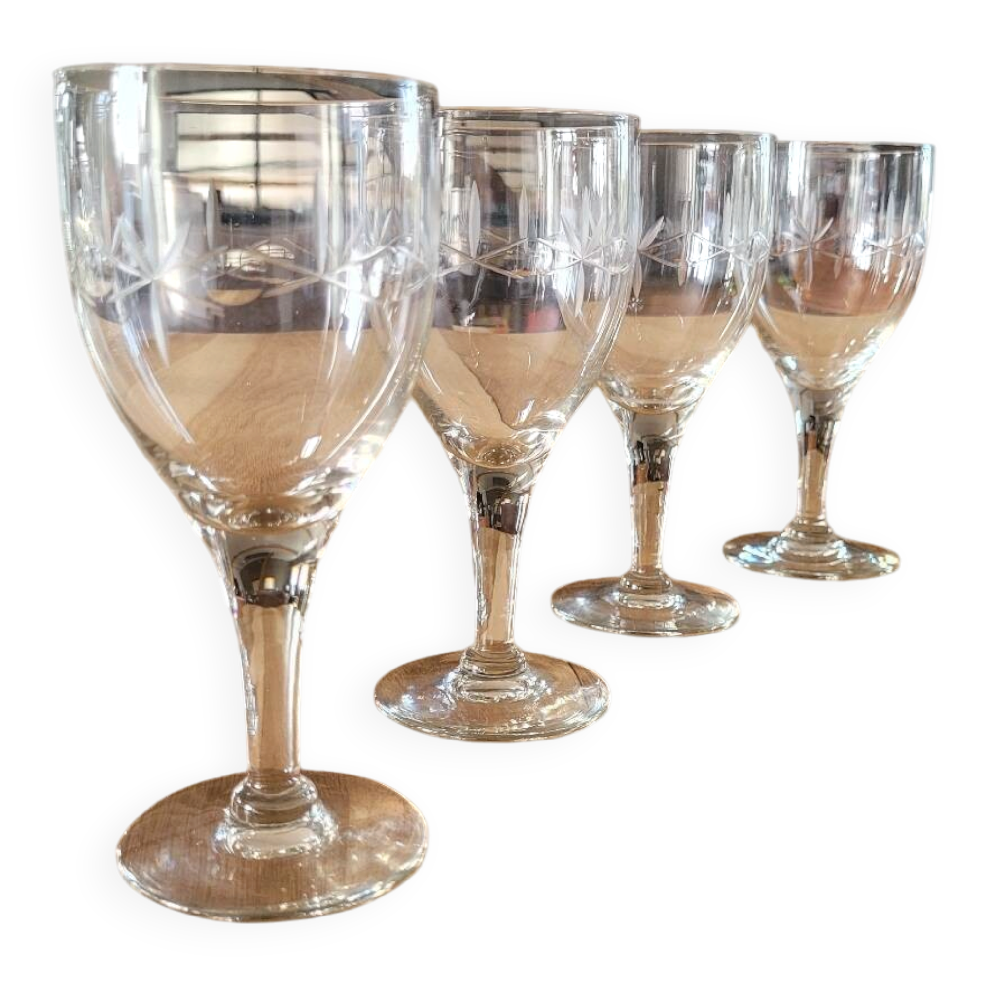 4 antique stemmed glasses