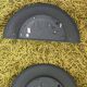 lot of 2 half-moon wall sconces in speckled sage green made in Italy vintage