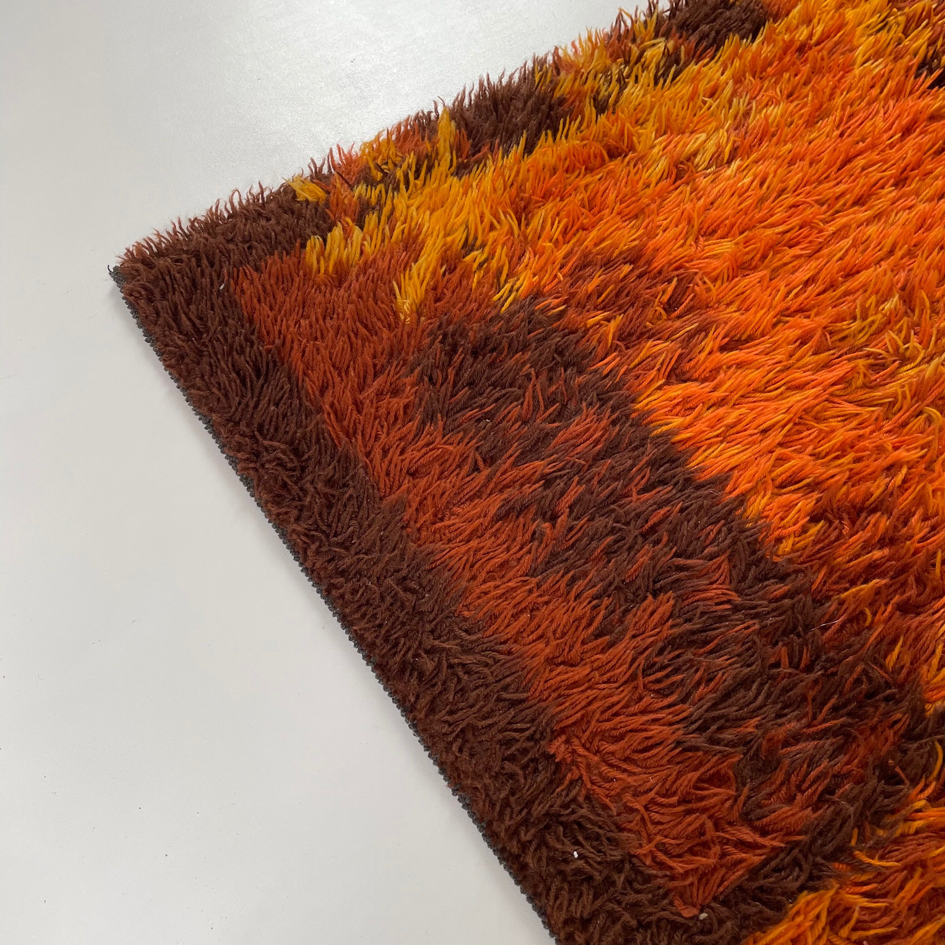 Original Scandinavian Square Pattern Rya Rug by Ege Taepper, 1960s, Denmark 96x161cm