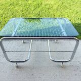 70s chrome and glass tubular frame coffee table