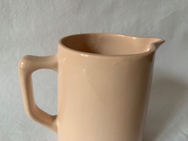 Pink porcelain carafe, Sarreguemines, 1930, France