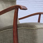 1960s, Danish highback armchair, furniture velour, oak wood.