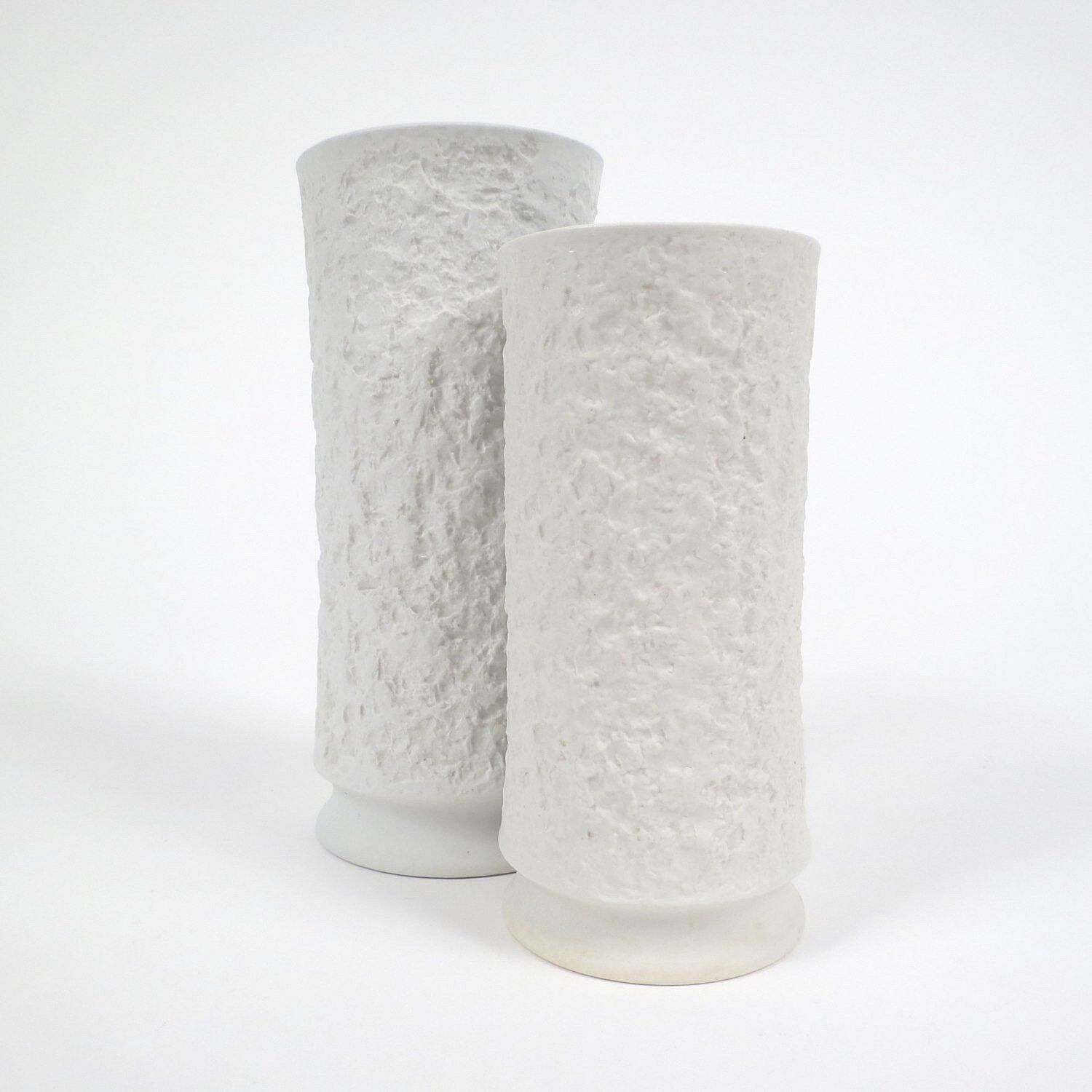 Pair of white vases in porcelain by Royal Bavaria, 1960s