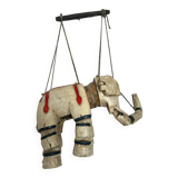 Éléphant bois ancien marionnette