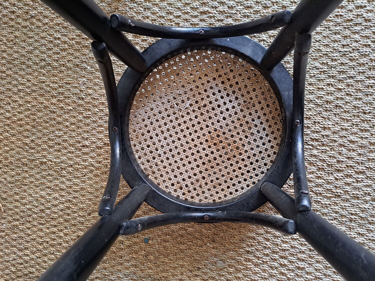 Paire de tabourets de bar cannés , en bois courbé